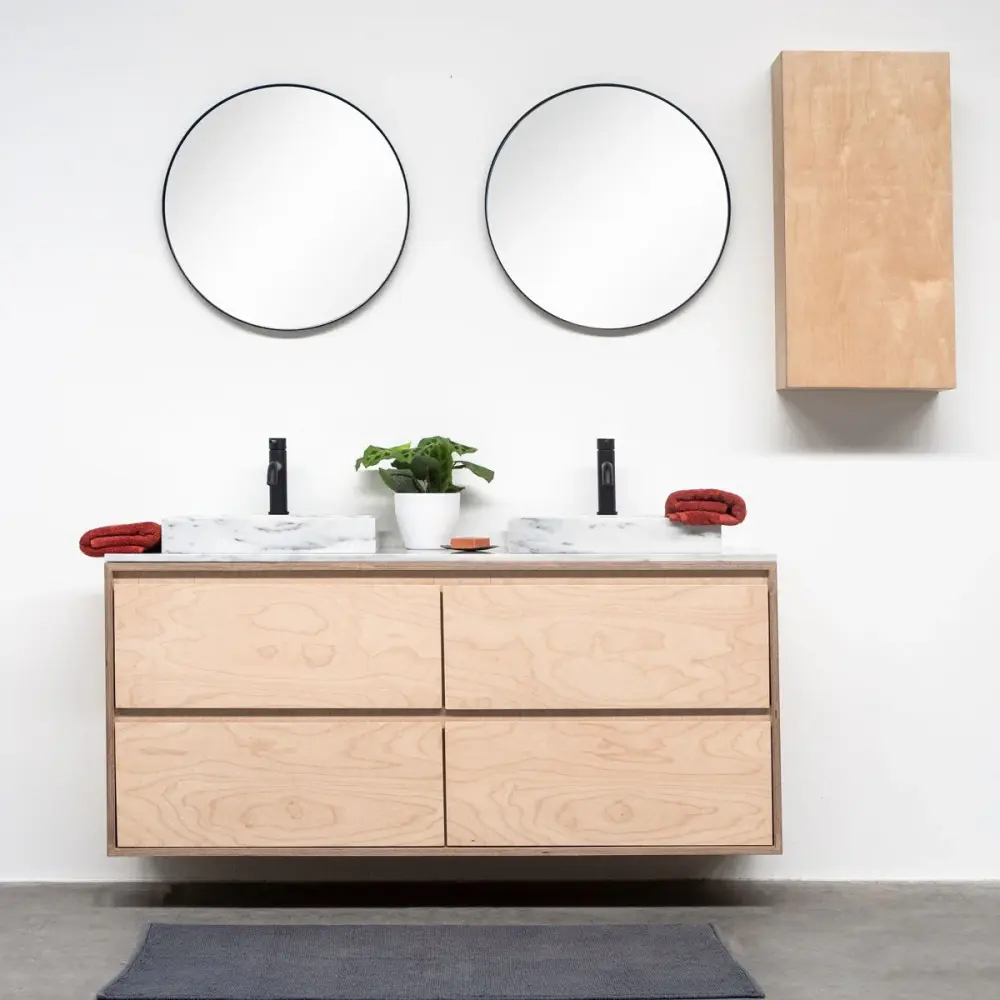 Bathroom furniture - Alabaster Marble - Washbasin George II - Birch - (150 cm) - ANN