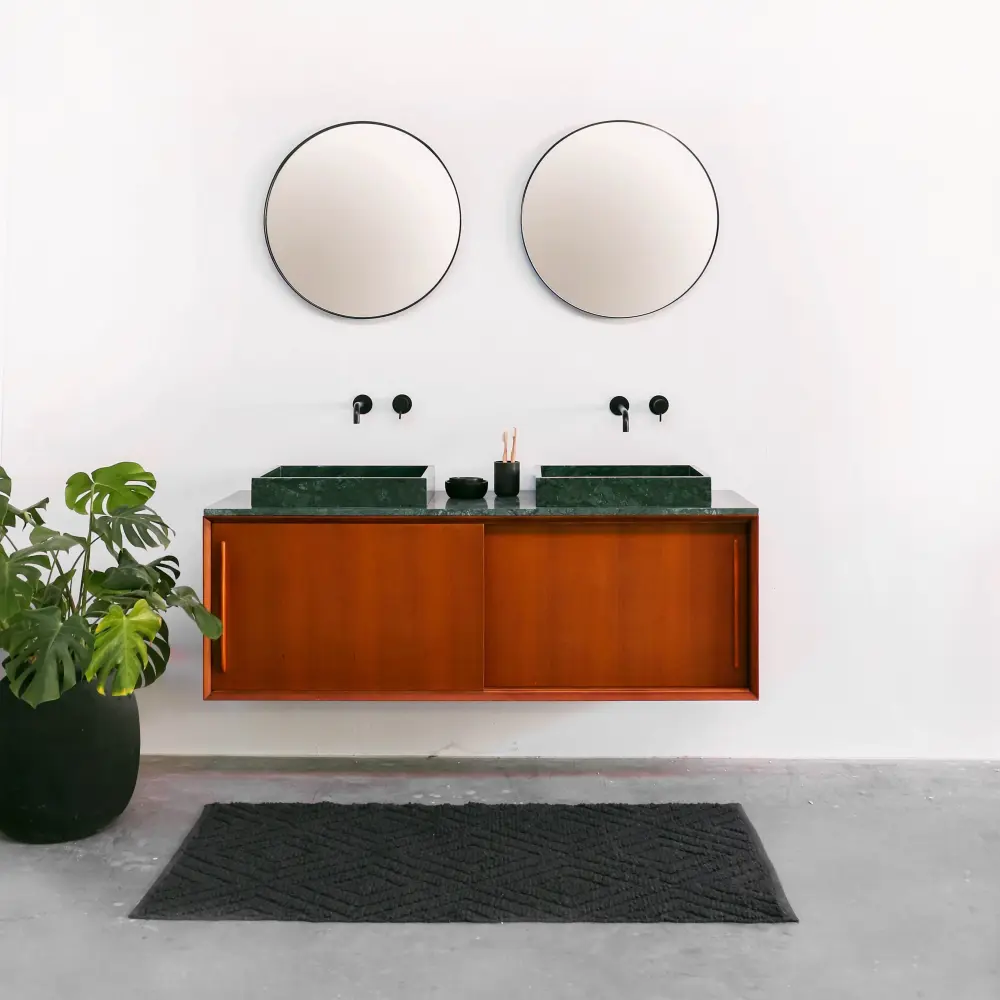 Bathroom Furniture Vintage Teakwood - Green Marble Washbasin - (150 cm) - Nestor