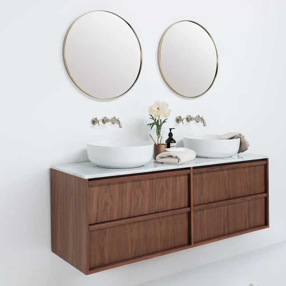 Bathroom furniture Walnut - Alexis II - Snow Marble - Fien (150cm)