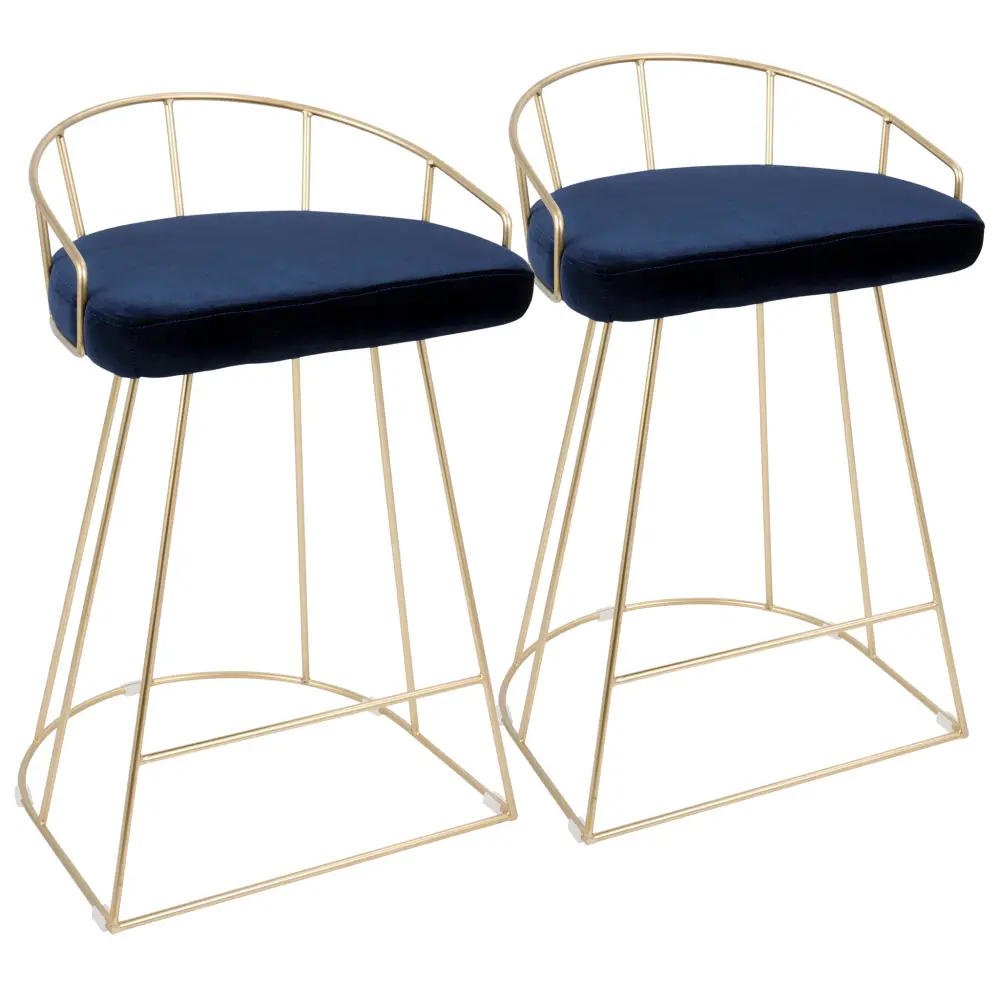 Canary - Contemporary / Glam Counter Stool (Set 2) - Gilded / Blue