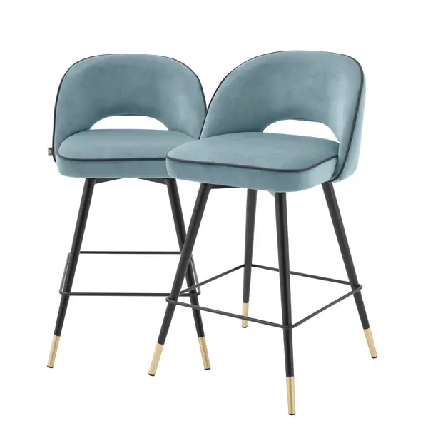 Cliff Set 2 Counter Stools - Savona Blue Plush