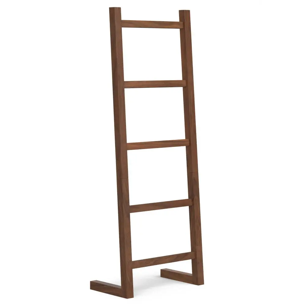Hotel-Grade Luxury Bray - Bath Towel And Blanket Ladder Shelf - Untreated Walnut