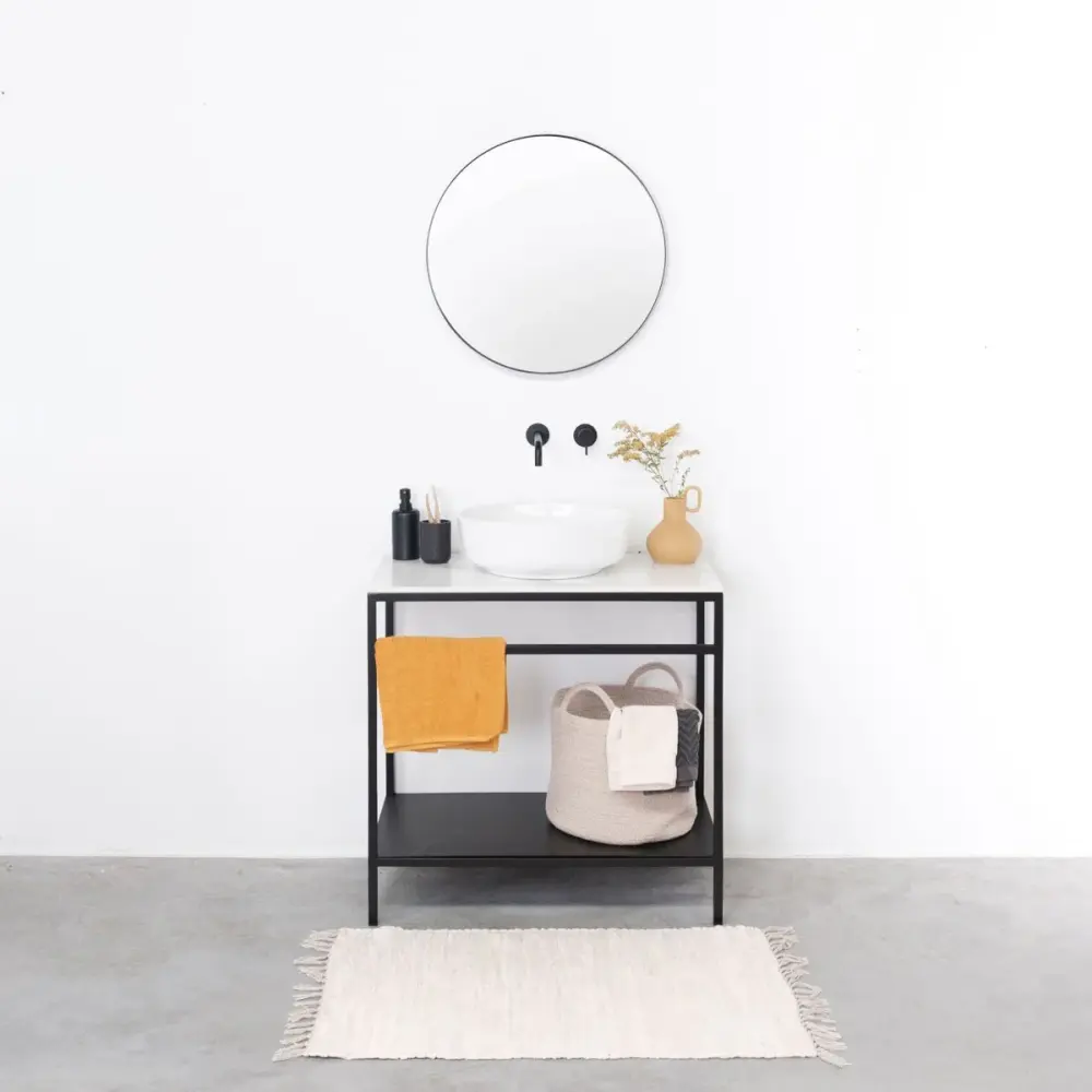 Industrial washbasin furniture - Jules onyx - White ceramics - Alexis II - (80 cm)