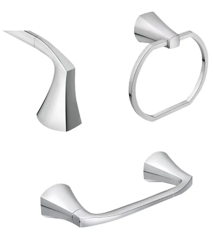 Moen Lindor MY8793CH Bathroom Hardware Set, Zinc, Shiny metal, 3-Piece | Rustproof & Easy Clean