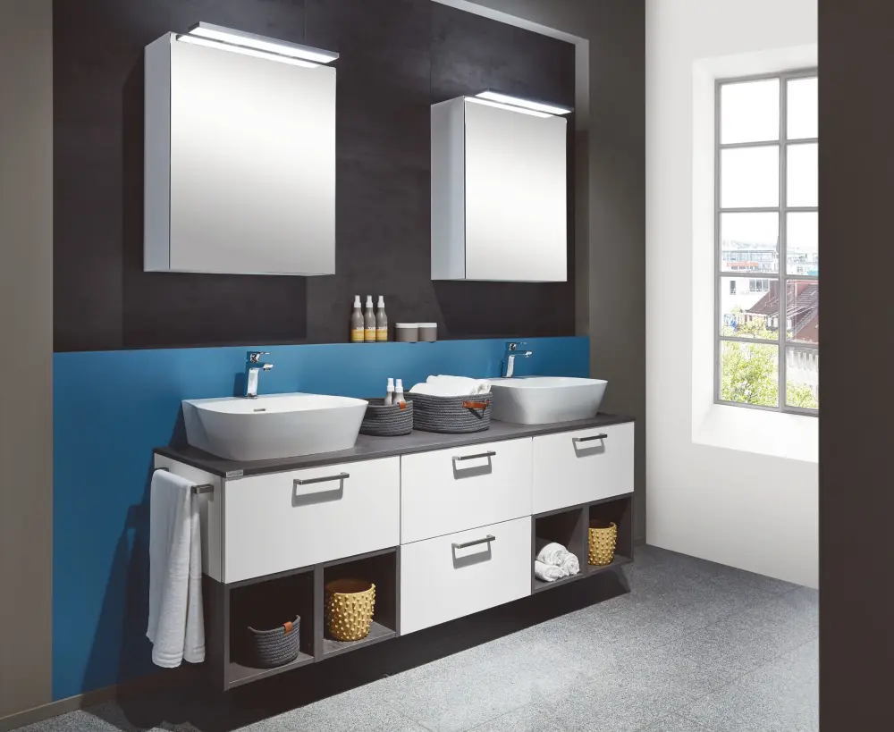 nobilia bathroom furniture adjust Bad Kissingen bathroom cabinets configurable or without mirror cabinet