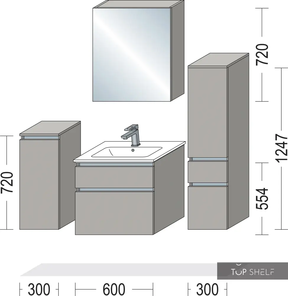 nobilia bathroom furniture place washbasin mirror cabinet bathroom set 120 cm touch 334 slate gray supermatt Non-Slip Base...