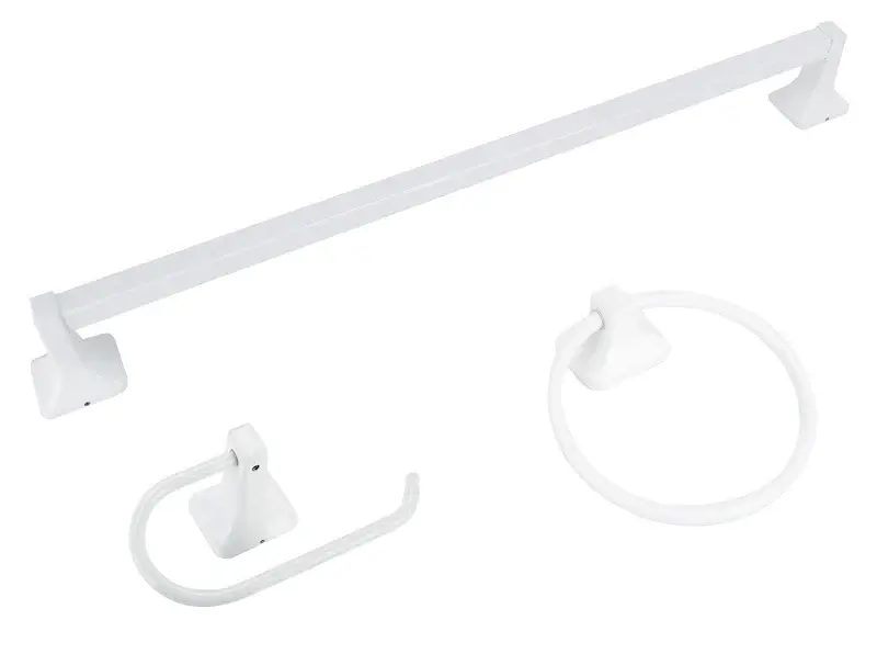 Premium Water-Resistant Boston Harbor 3603BW Manhattan Bath Hardware Adjust, Aluminum/Steel/Zinc, White, 3-Piece, : Bathroom
