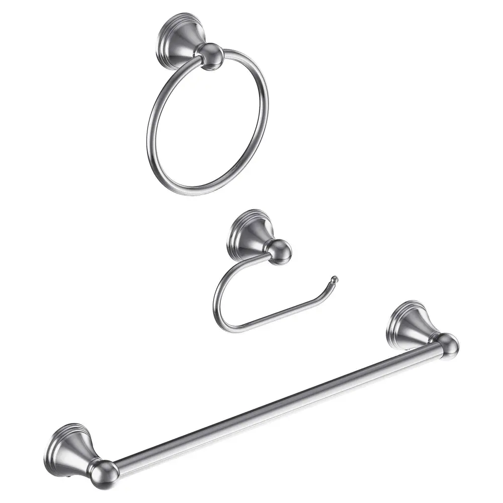 Preston 3-Piece Bathroom Set, Chrome
