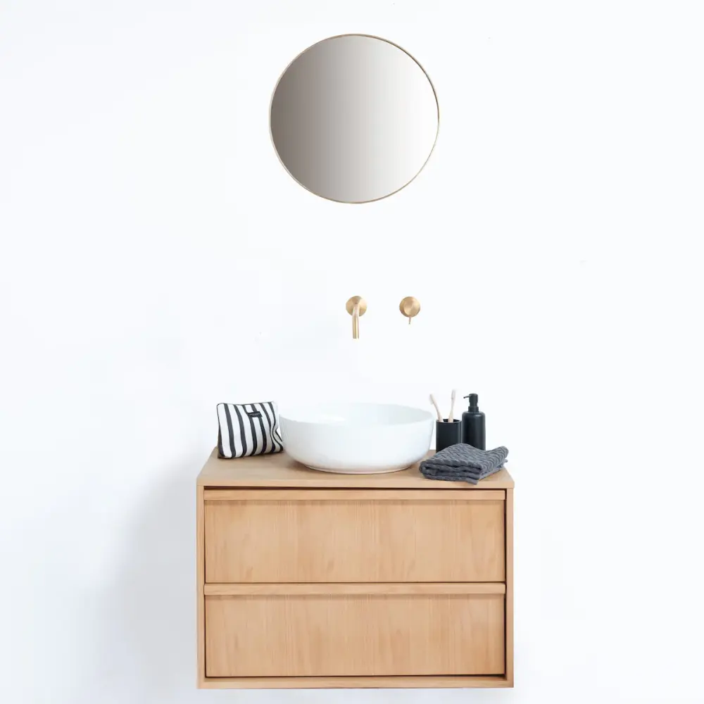 Quick-Dry Antimicrobial Oak wood bathroom furniture 80 cm - Fien - Bathe basins Alexis II