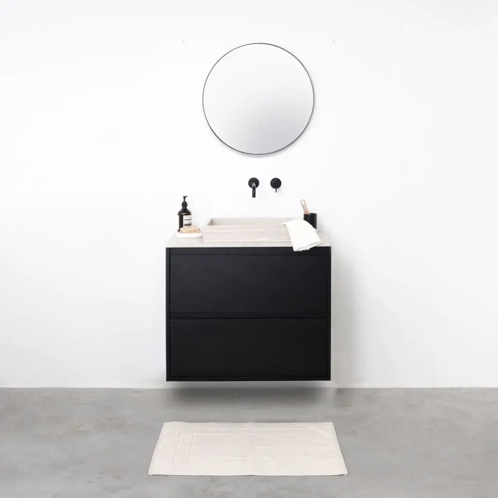 Washbasin Furniture Ebony - Washbasin George - Black Oak - Veneer Marble - (80 cm) - ANN