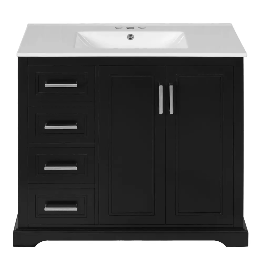 Bathroom Vanity Sink, Smooth Close Doors, Adjustable Shelf & 3 Drawers