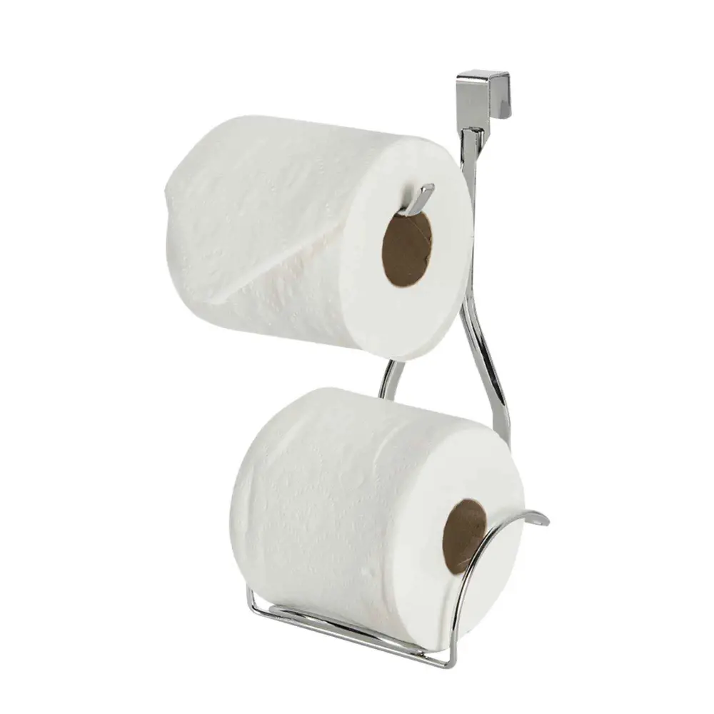 Double Toilet Paper Holder Toilet Tank, Shiny metal