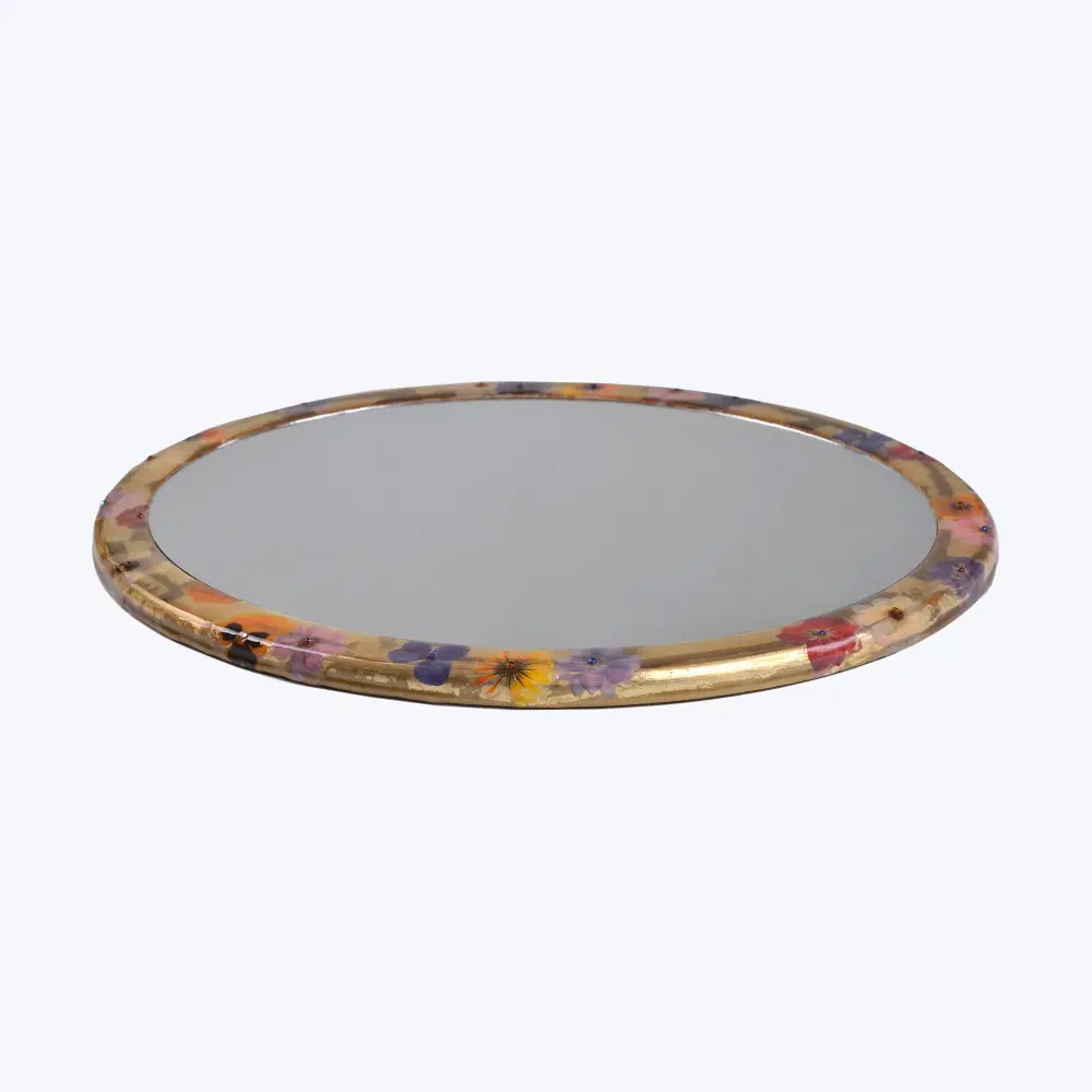 Fleur Oval Vanity Tray Mirror Golden