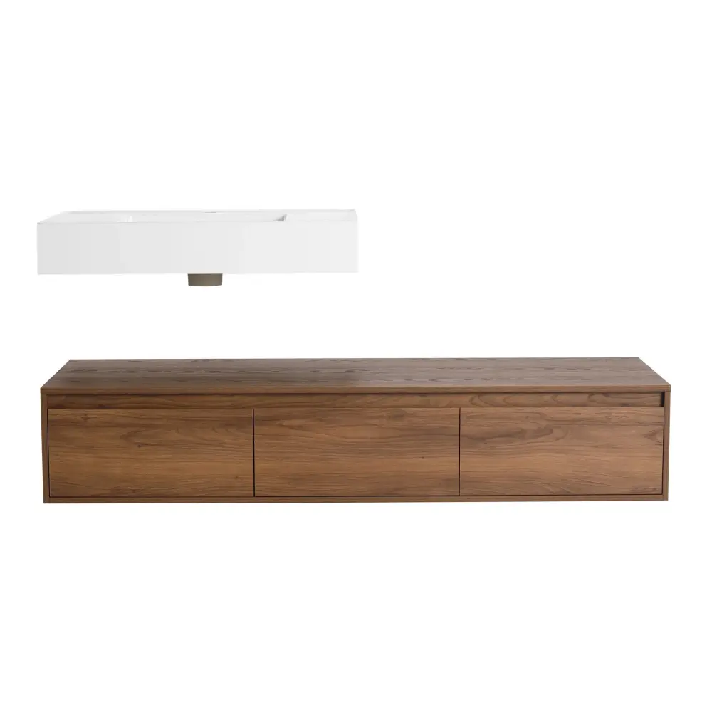 Modern Wall Mounted Bathroom Vanity Resin Sink And Soft Close Drawer