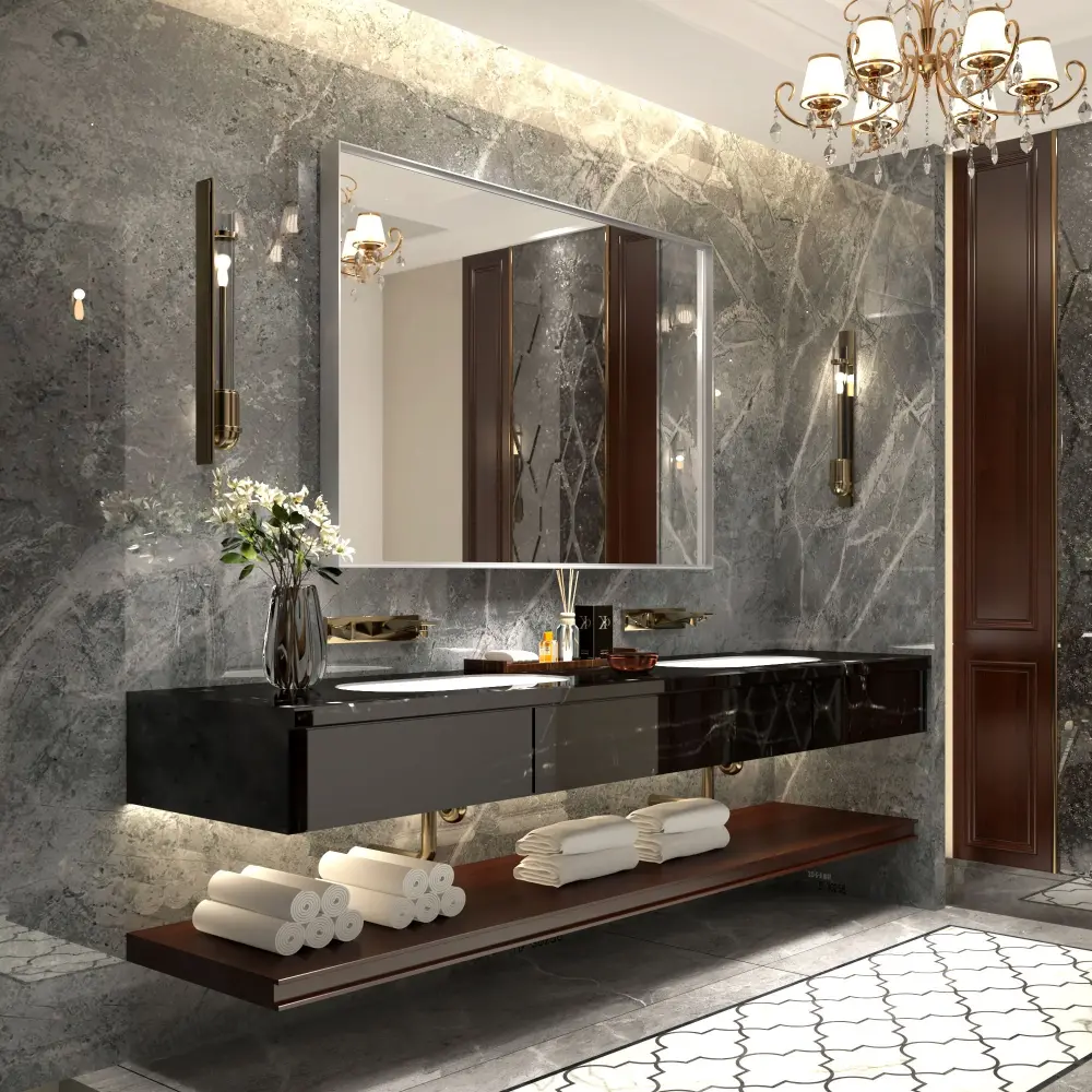 40X30" Silver Rectangular Wall-Mounted Beveled Bathroom Mirror, Square Angle Metal Frame Wall Mounted Bathroom Mirrors Wal...