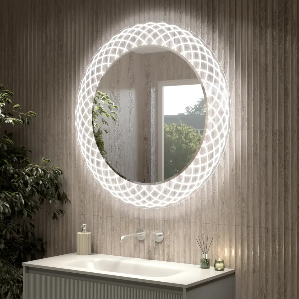 Barbera Round Bathroom Mirror Twin Lighting System - 1000mm