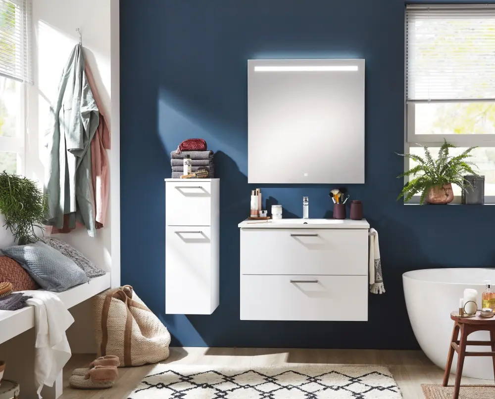 Bathroom mirror LED lighting 60cm & 80cm bathroom mirror 85 cm high touch dimmer | Rustproof & Easy Clean