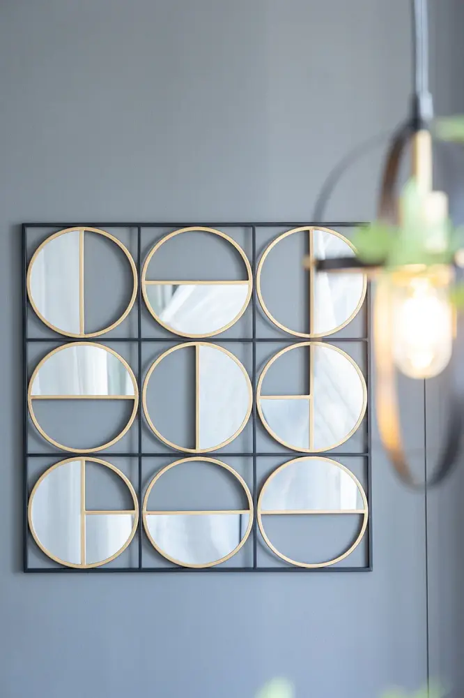 Eclectic Styling Steel Beaded Wall Mirror Contemporary Design Bedroom, Liveroom & Entryway