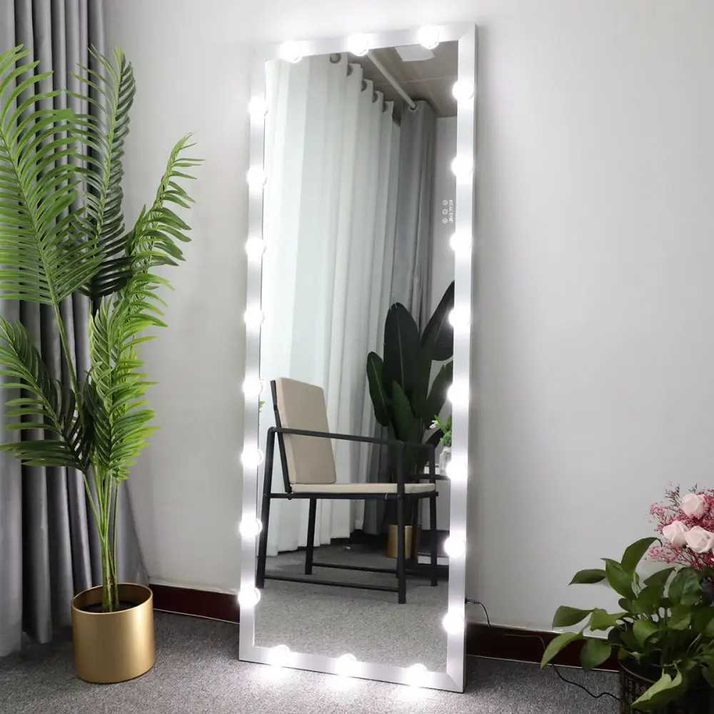Full Length Mirror Lights Full Body Vanity Mirror 3 Color Modes Lighted Standing Floor Mirror Dressing Room Bedroom Wall M...