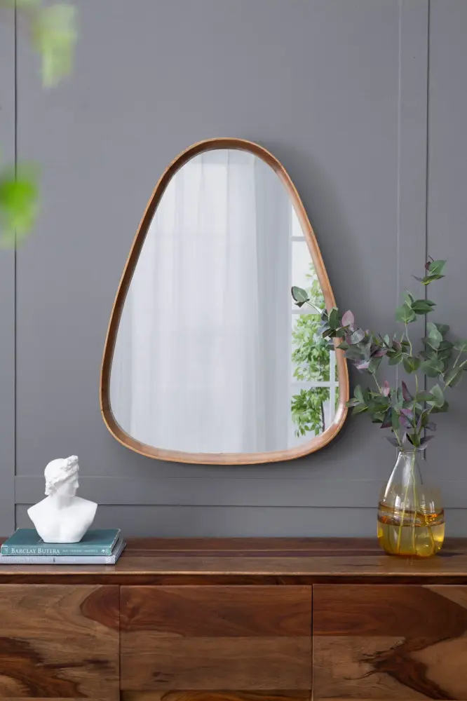 Irrgeular Mirror Frame, Wall Mirror Living Room Bathroom Entryway - Chestnut