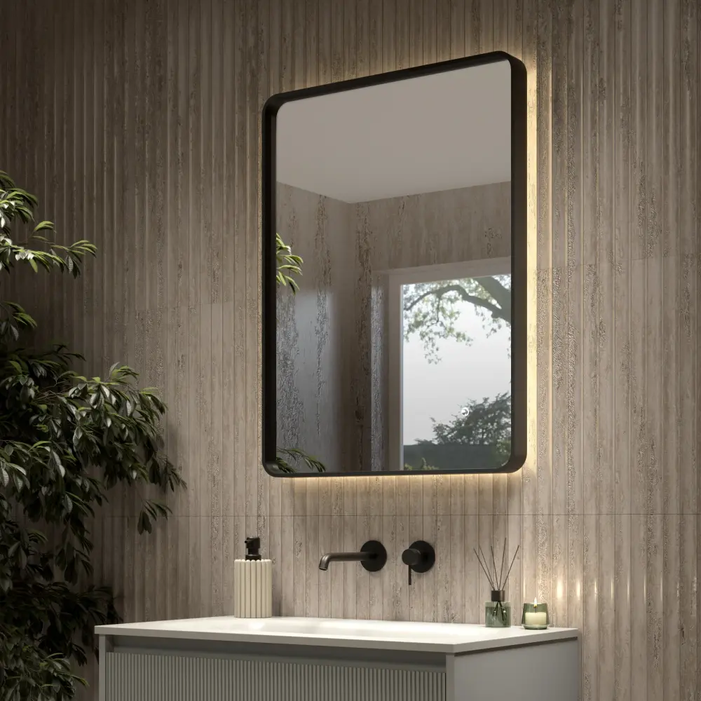 Primitivo Square Steam Free Mirror LED - Matt Onyx 600x800mm