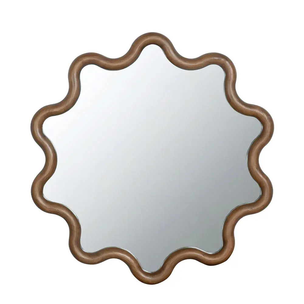 Quick-Dry Antimicrobial Wooden Accent Mirror Unique Frame, Wall Mirror Living Room Bedroom Entryway - Espresso