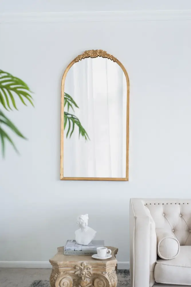 Wood Floor Mirror, Thorough Body Mirror Dressing Make Up Mirror Bathroom | Rustproof & Easy Clean