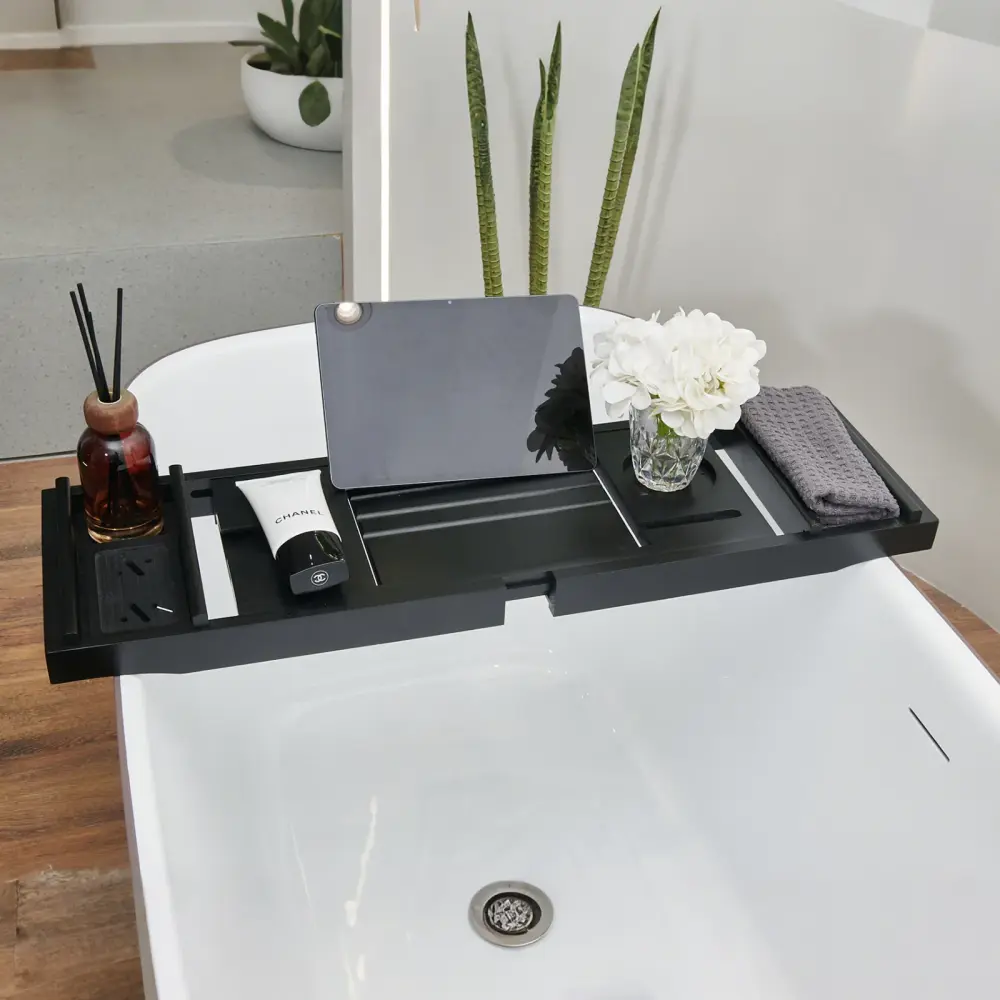 Mokleba Bamboo Bathtub Caddy and Bath Sponge Place