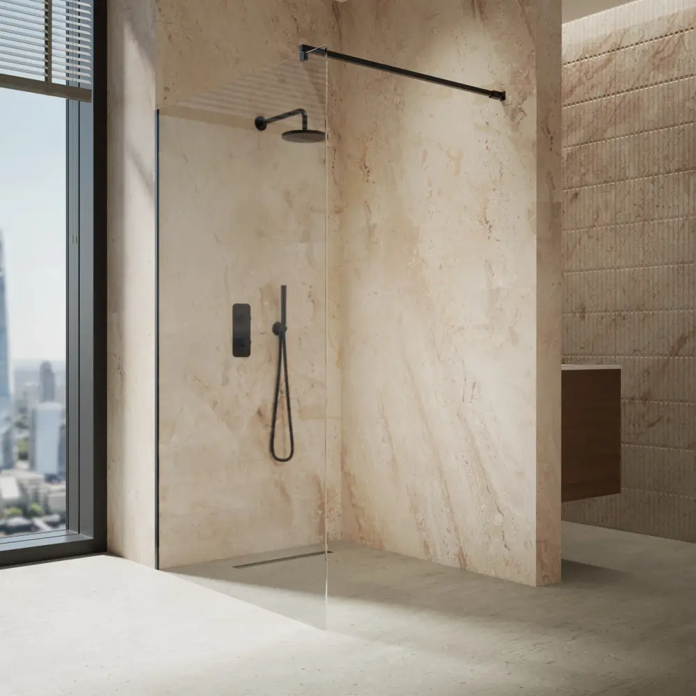 Roman Haven Select Wet Room Panel Stabilising Bar - Matt Jet-black - 1200mm