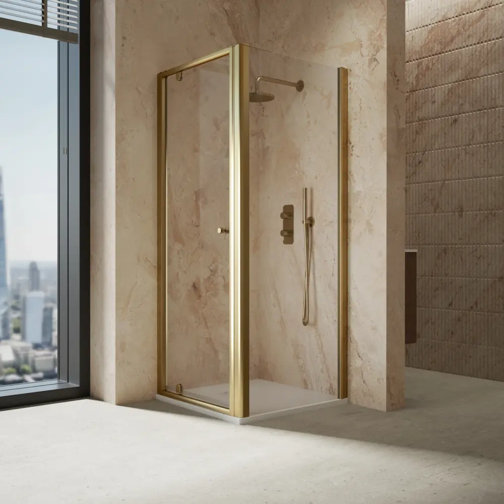 Roman Haven6 Pivot Shower Enclosure - 800mm x 800mm - Brushed Warm alloy