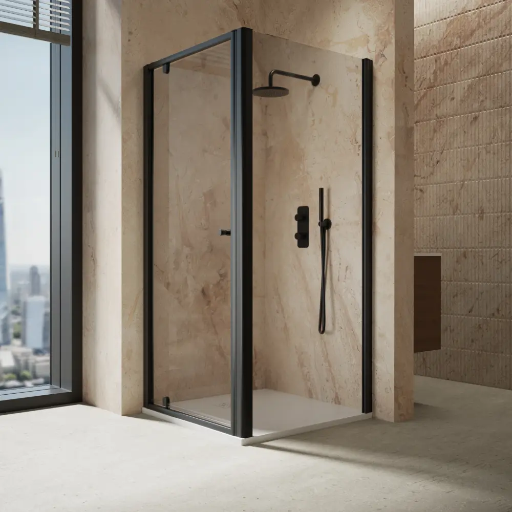 Roman Haven6 Pivot Shower Enclosure - 900mm x 900mm - Matt Midnight