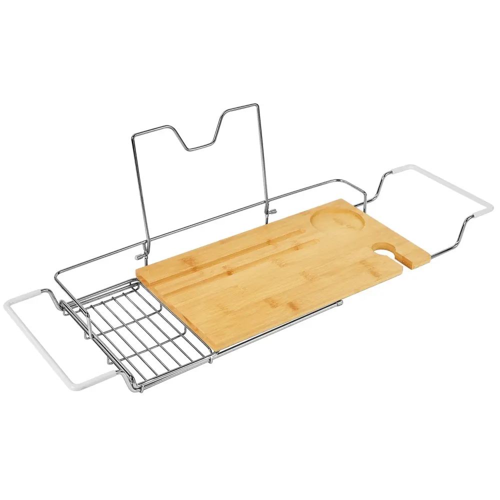 Stainless Steel + Bamboo Bathtub Caddy
