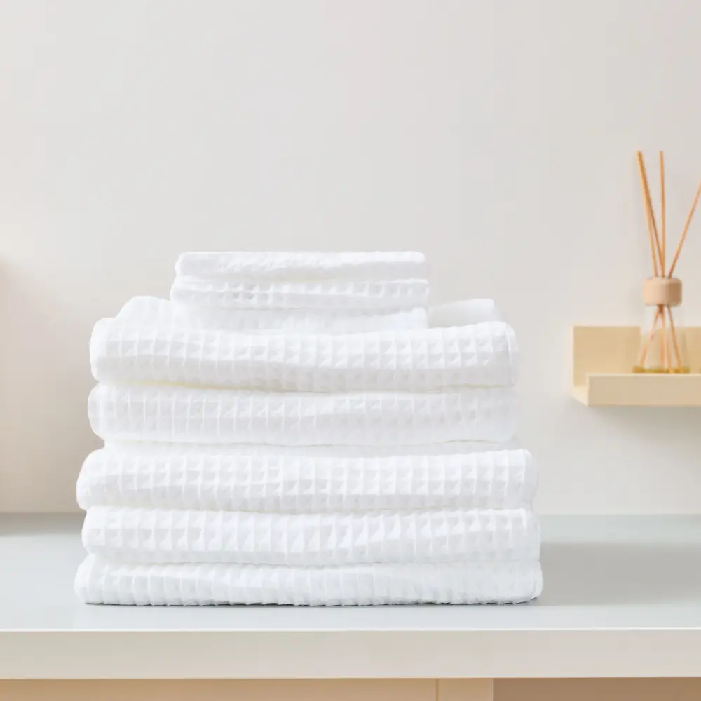 Air Waffle Towels, Ivory