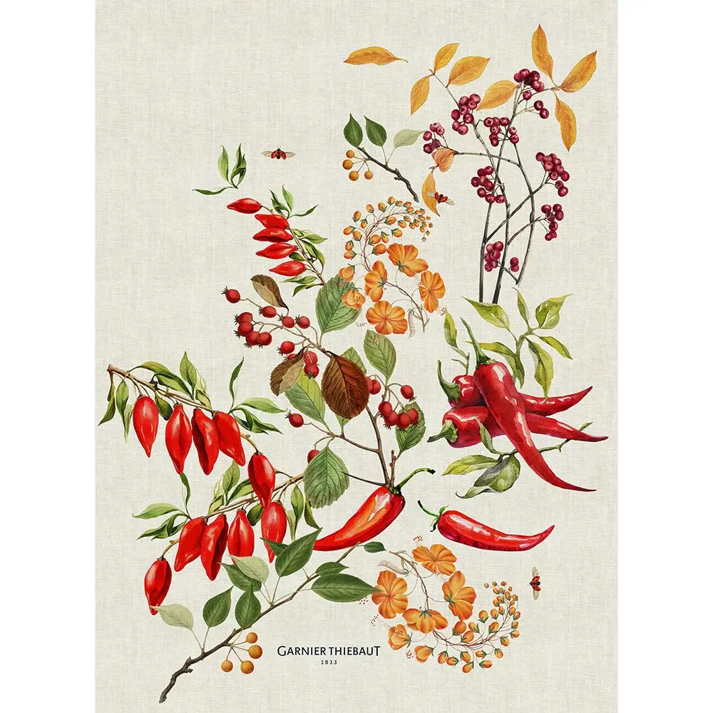 Piments Doux Epices Kitchen Towel - Cotton-Linen Blend - Extra Absorbent
