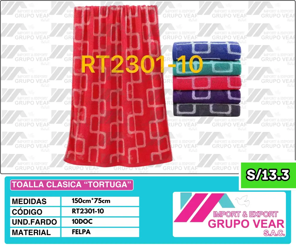 Quick-Dry Microfiber TOALLA CLASICA "TORTUGA" (10 DOC)