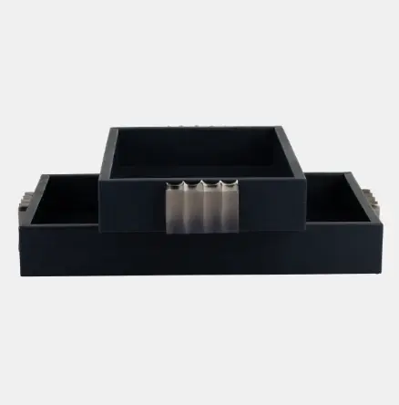 Blue Ombre Leather + Wood Tray