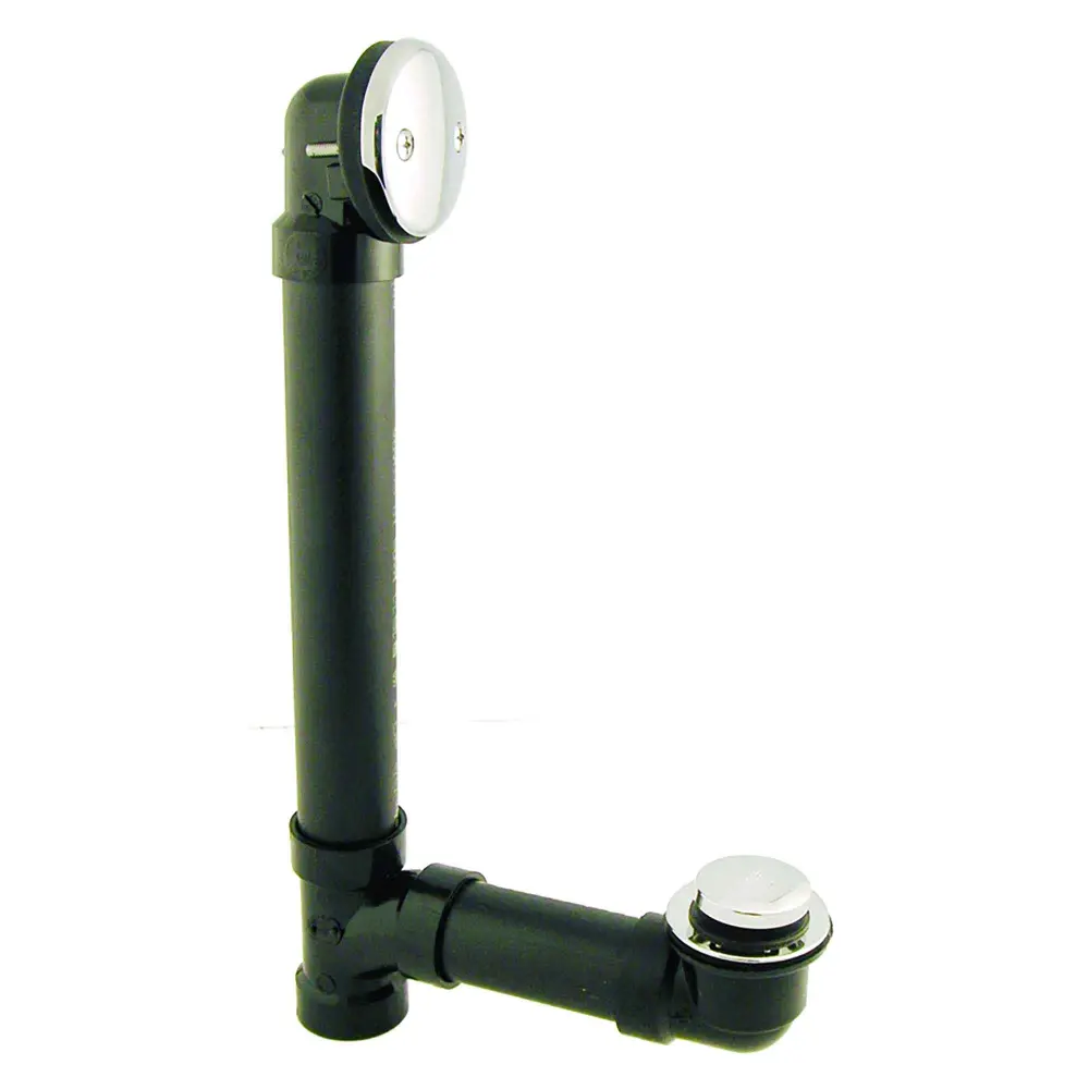 Complete Bath Drain ABS Overflow and ''Footlok'' Plug Shiny metal Finish, 1-1/2"