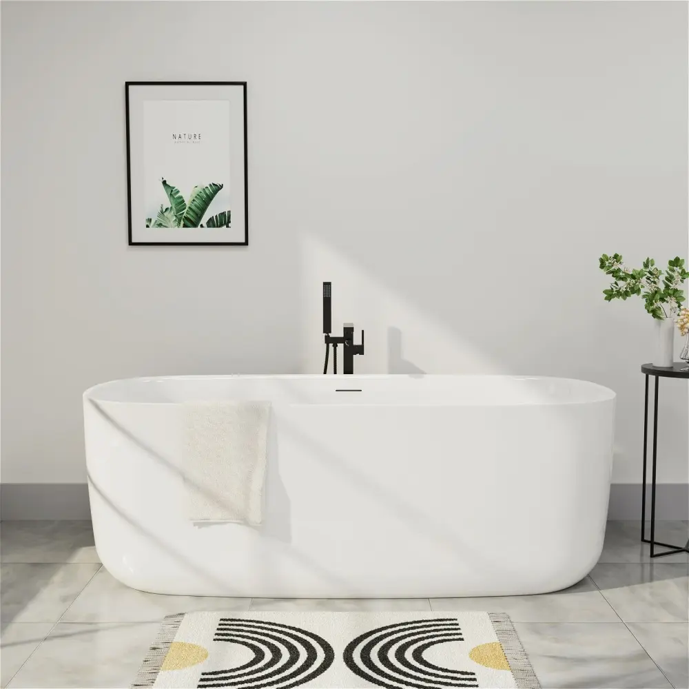 Mokleba 59" x 28" Freestanding Plastic glass Soaking Bathtub, Available 3 Colors