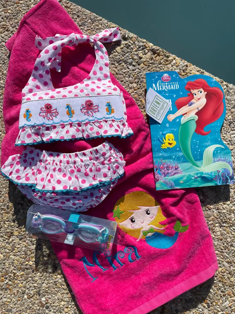 EMBROIDERED BEACH TOWEL MERMAID & NAME | Ultra Soft & Plush