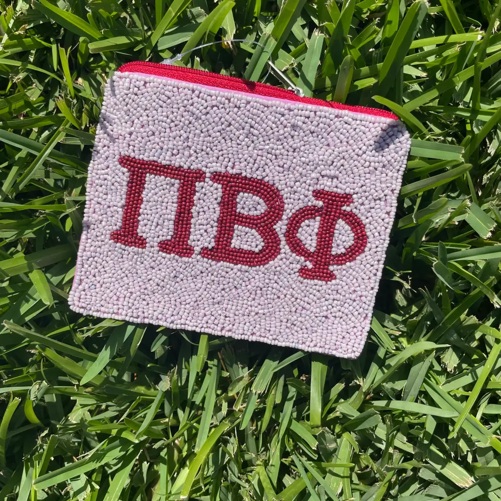 PI BETA PHI SORORITY BEADED POUCH
