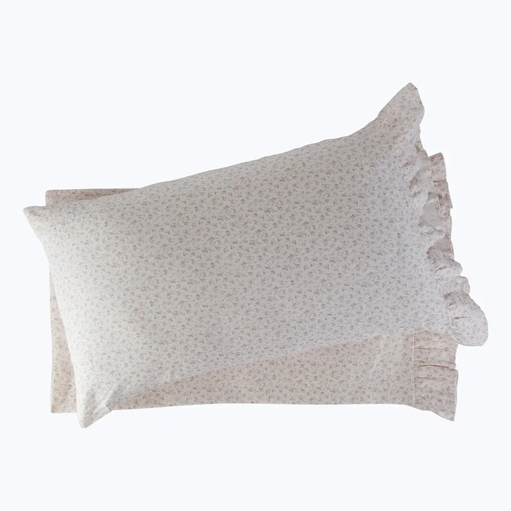 Blossom Floral Flax Ruffle Pillowcase Pair