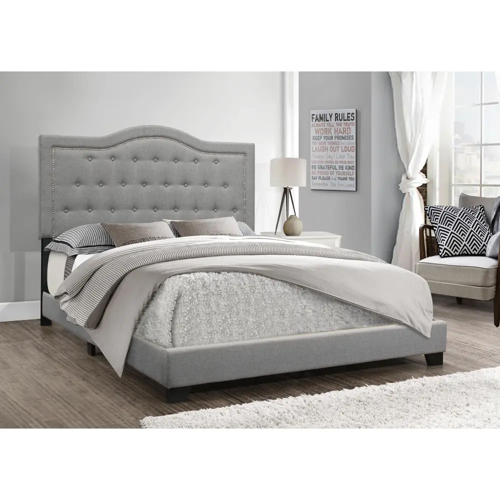 Diamond Modern Furniture HH Emma King Upholstered Platform Bed Emma King Bed - Gray