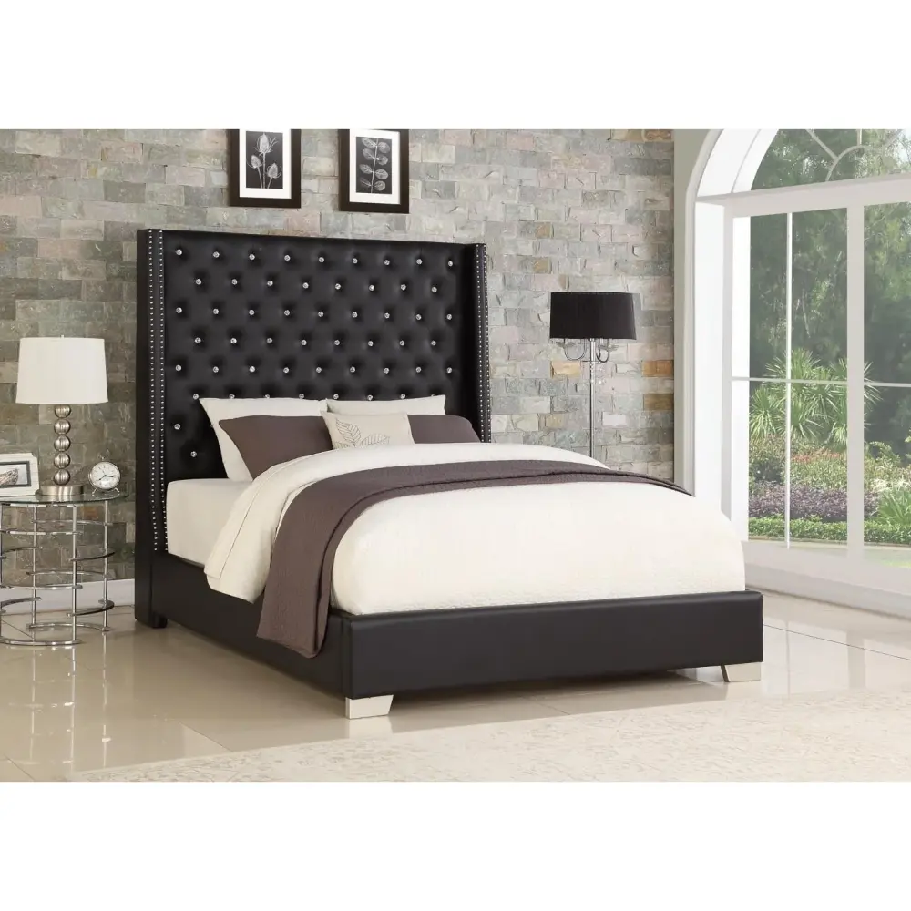 Diamond Modern Furniture HH Queen Upholstered Platform Bed HH324 Diamond Queen Bed