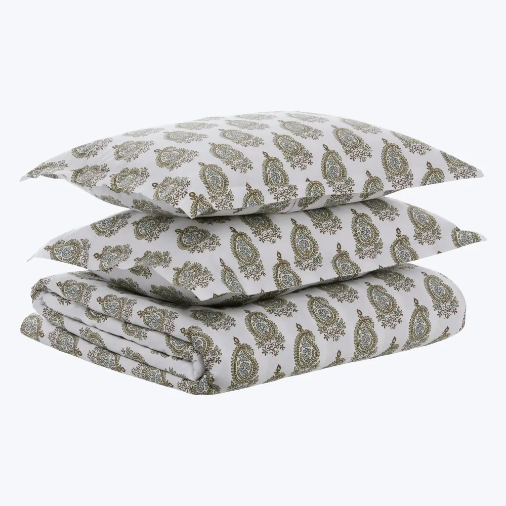 Organic Percale Nilay Leaf Duvet Cover