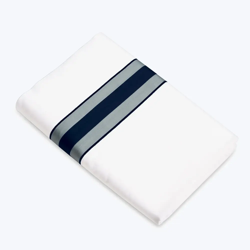Dimora Sheets & Pillowcases, White/Midnight Sapphire