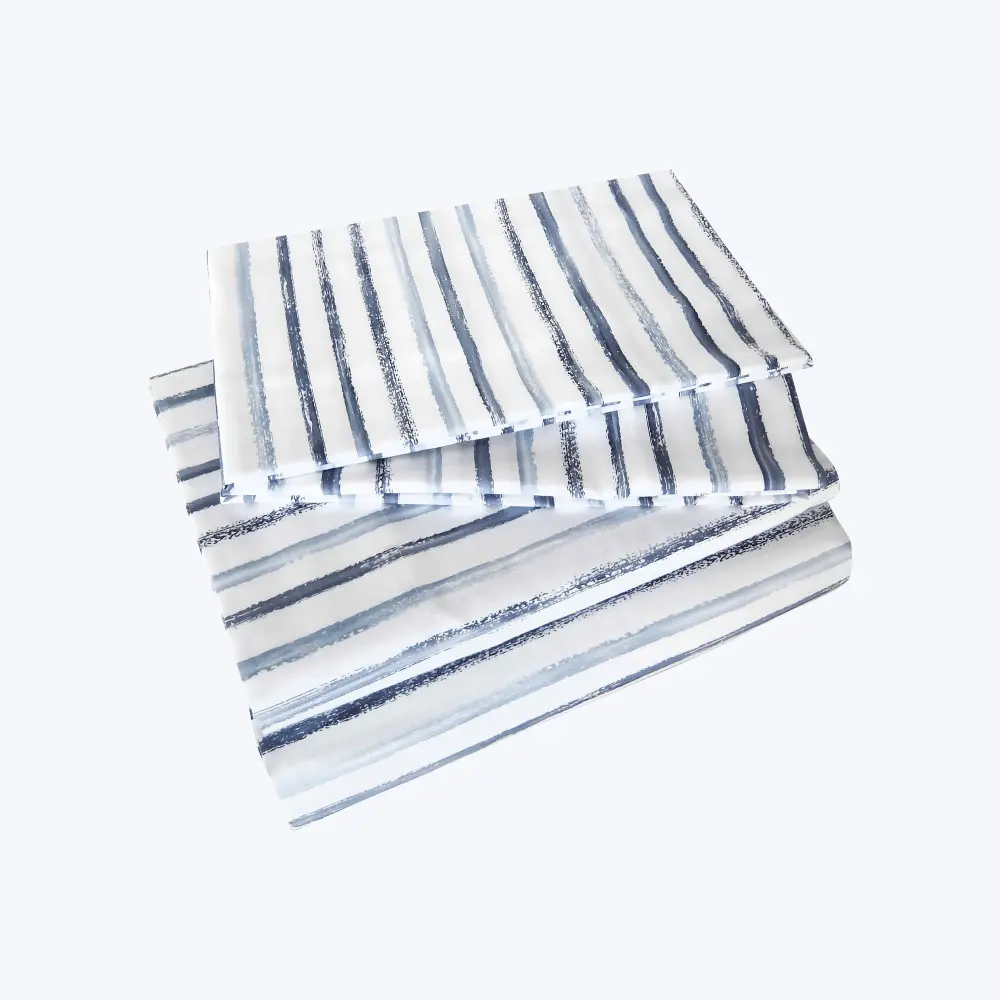 Rigato Sheets & Pillowcases, Sapphire (OEKO-TEX 100)