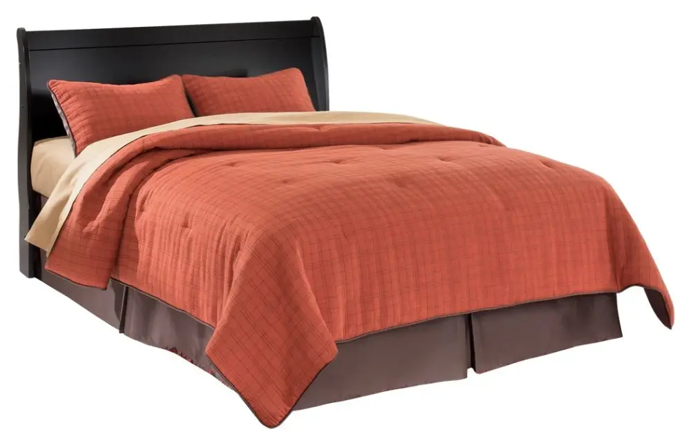 Huey Vineyard - Queen Sleigh Headboard - Onyx