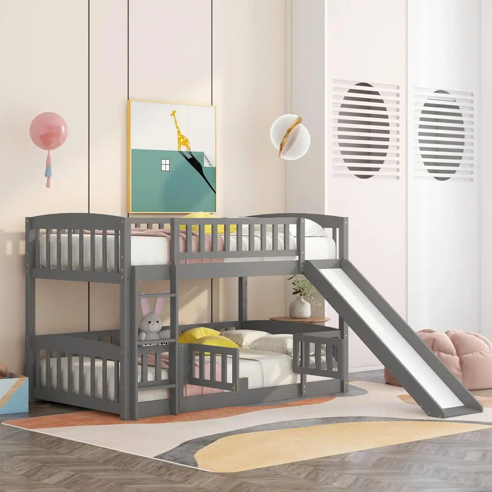 Low Bunk Bed Slide, Fence And Ladder