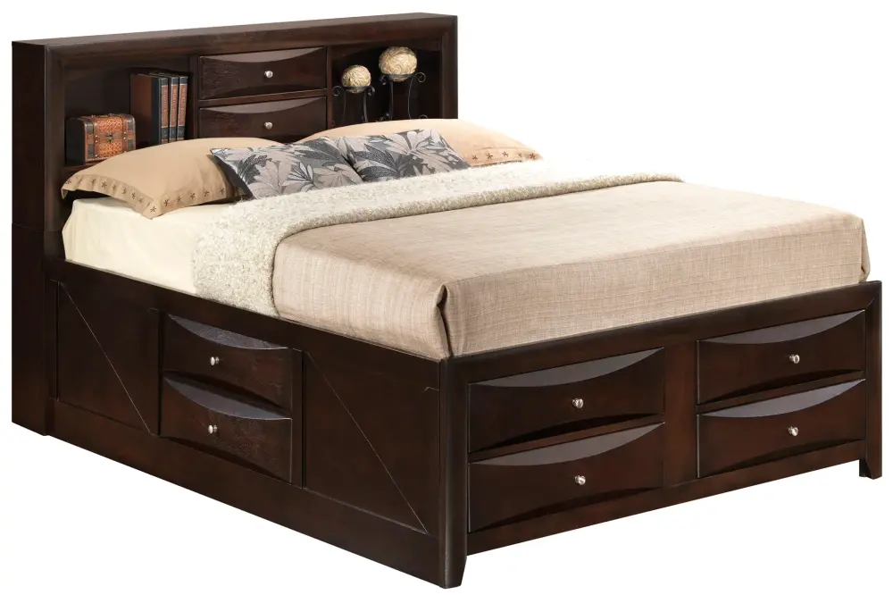 Marilla - Storage Bed Bookcase Headboard Luxury Brand