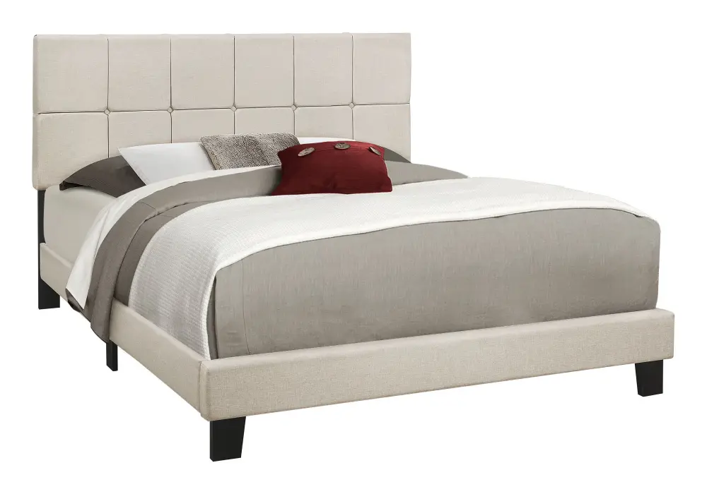 Queen Size Bed, Upholstered, Transitional - Khaki Hot Sleepers